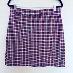 J. Crew Red and Navy Wool Houndstooth Skirt size 12